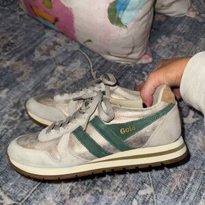 Gola Women's Cream and Green Sneakers